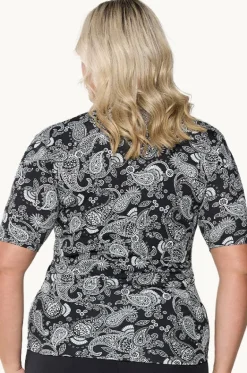 Rashies & Sunsuits^Capriosca Mono Paisley Short Sleeve Suntop Black/white