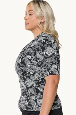 Rashies & Sunsuits^Capriosca Mono Paisley Short Sleeve Suntop Black/white