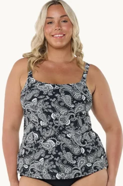 Tankini Tops^Capriosca Mono Paisley Tank Tankini Separate Black/white