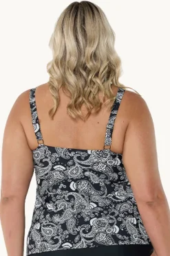 Tankini Tops^Capriosca Mono Paisley Tank Tankini Separate Black/white