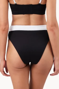 Bottoms^Une Piece Monochrome Texture High Cut High Waist Bottom Black/White
