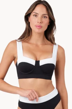 Bikini Tops^Une Piece Monochrome Texture Original Bustier Balconette Black/white