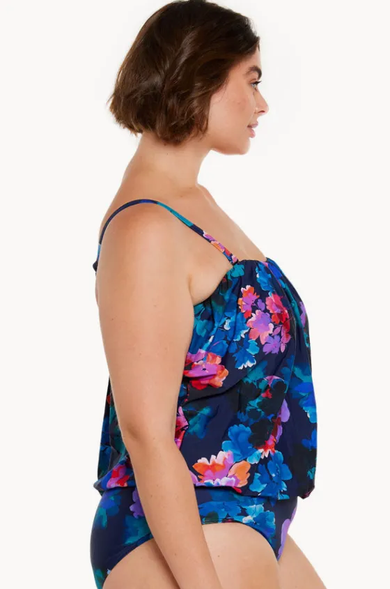 One Pieces^Capriosca Montego Flounce Bandeau One Piece Navy/multi