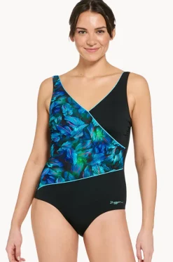 One Pieces^Zoggs Mystic Wrap Front One Piece Black/blue
