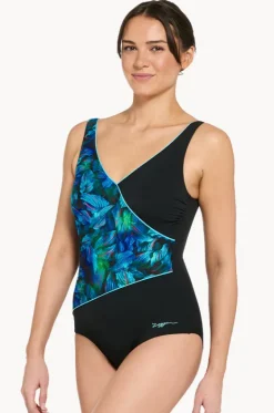 One Pieces^Zoggs Mystic Wrap Front One Piece Black/blue