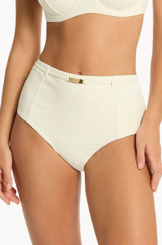 Bottoms^Sea Level Nautique Panelled High Waist Pant Coconut