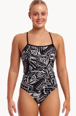 One Pieces^Funkita Night Flyer Single Strap One Piece Black/white