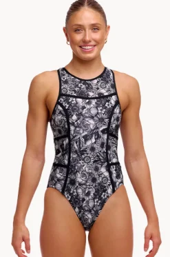 One Pieces^Funkita Nights Rose Hi Flyer One Piece Black/white
