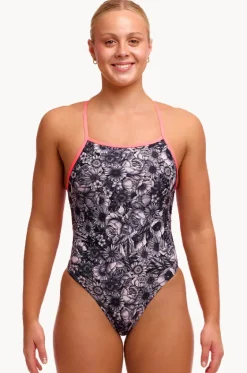 One Pieces^Funkita Nights Rose Tie Me Tight One Piece Black/white
