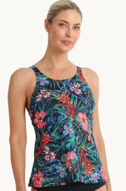 Tankini Tops^Poolproof Oasis High Neck Tankini Separate Black