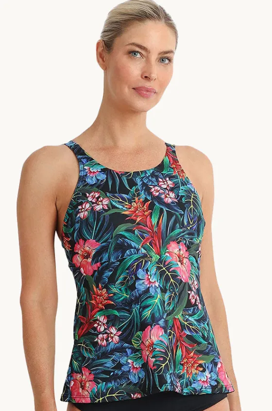 Tankini Tops^Poolproof Oasis High Neck Tankini Separate Black