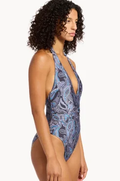 One Pieces^Jets Oasis Paisley Plunge One Piece Ink
