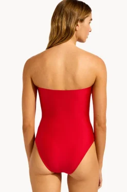 One Pieces^Seafolly Palermo Ring Front Bandeau One Piece Red