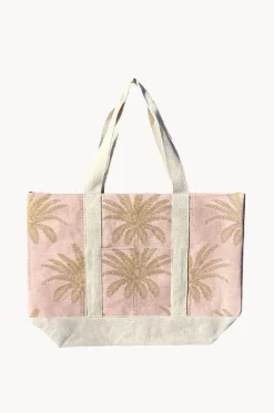 Beach Bags|Bags^Cherry Red Palm Canvas Bag Pink
