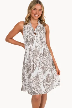 Dresses^Bodacious Palm Lombok Pleat Dress WHITE