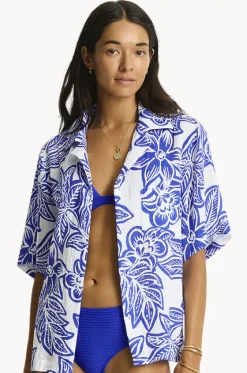 Tops^Sea Level Palmera Resort Bowling Shirt Blue