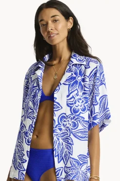 Tops^Sea Level Palmera Resort Bowling Shirt Blue