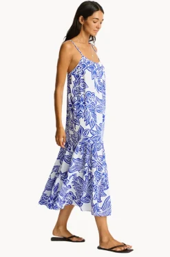 Dresses^Sea Level Palmera Resort Tiered Midi Sundress Blue