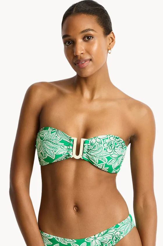 Bikini Tops^Sea Level Palmera U Bar Bandeau Green