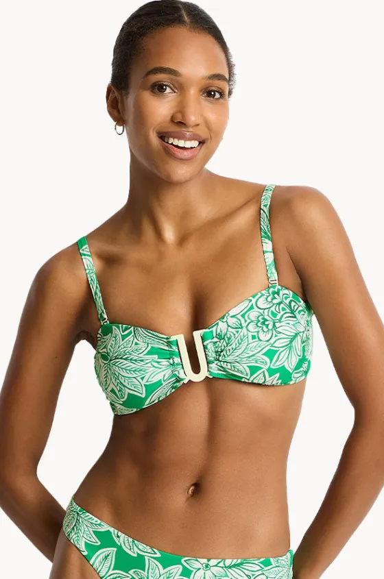 Bikini Tops^Sea Level Palmera U Bar Bandeau Green