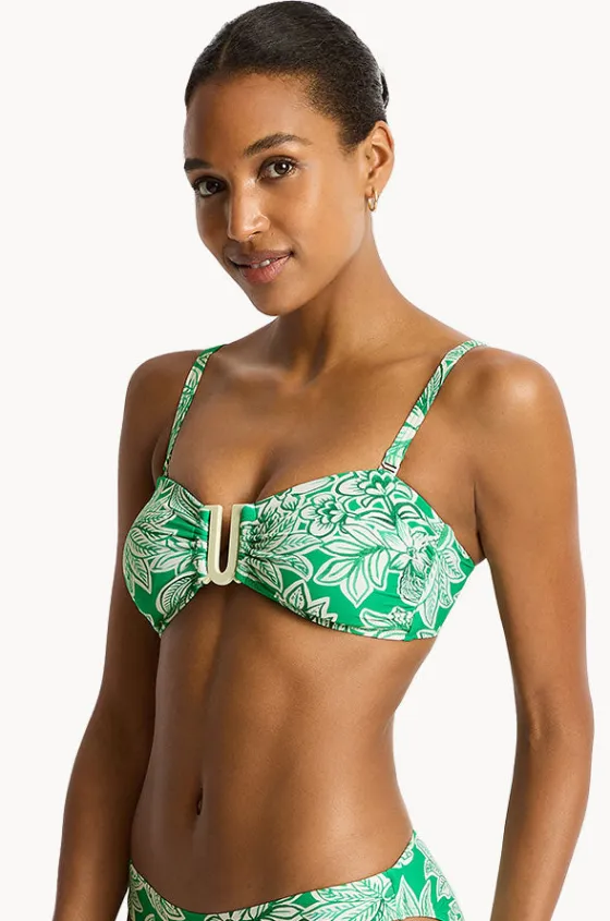 Bikini Tops^Sea Level Palmera U Bar Bandeau Green