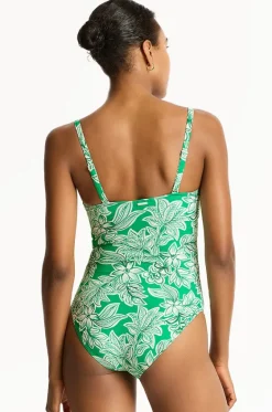 One Pieces^Sea Level Palmera U Bar Bandeau One Piece Green