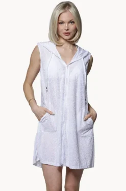 Overswim^J.valdi Palms Terry Sleeveless Zip Hoodie White