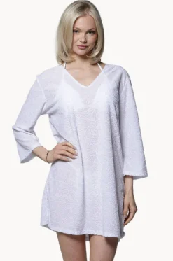 Overswim^J.valdi Palms Terry V Neck Tunic White