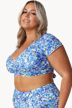 Bikini Tops^Capriosca Pansy Frill Wrap Bra White/purple