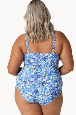 One Pieces^Capriosca Pansy Long Frill V Neck One Piece White/Purple