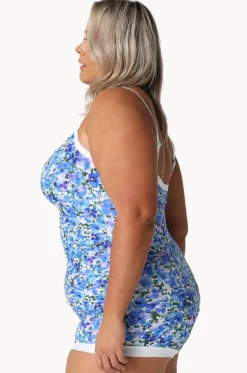 One Pieces^Capriosca Pansy Tie Front Boyleg One Piece White/purple