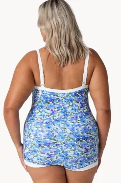 One Pieces^Capriosca Pansy Tie Front Boyleg One Piece White/purple