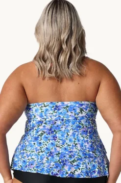 Tankini Tops^Capriosca Pansy Tiered Bandeau Tankini Separate White/Purple