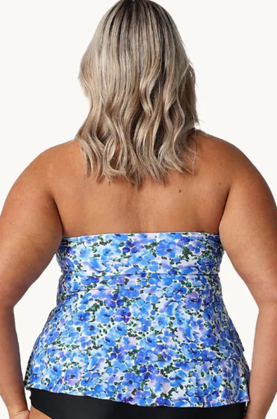 Tankini Tops^Capriosca Pansy Tiered Bandeau Tankini Separate White/Purple