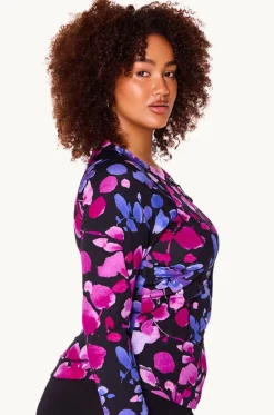 Rashies & Sunsuits^Genevieve Paper Flowers Long Sleeve Suntop Black/Purple