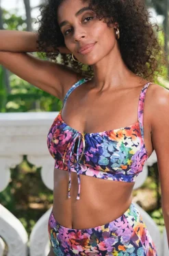 Bikini Tops^Nip Tuck Petunias Monica Drawstring Top Multi