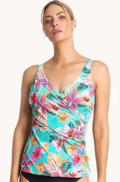 Tankini Tops^Jantzen Phuket Gathered Surplice Tankini Separate Aqua