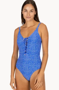 One Pieces^Baku Picnic Point Lace Up One Piece Electric