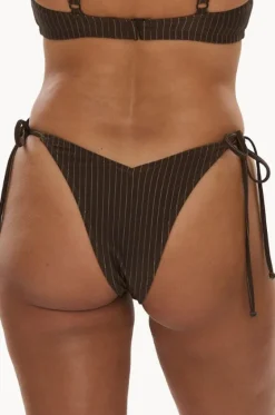 Bottoms^Raq Apparel Pinstripe Cheeky Tie Side Pant Chocolate