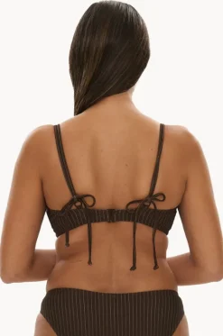 Bikini Tops^Raq Apparel Pinstripe E/F Cup Underwire Halter Chocolate