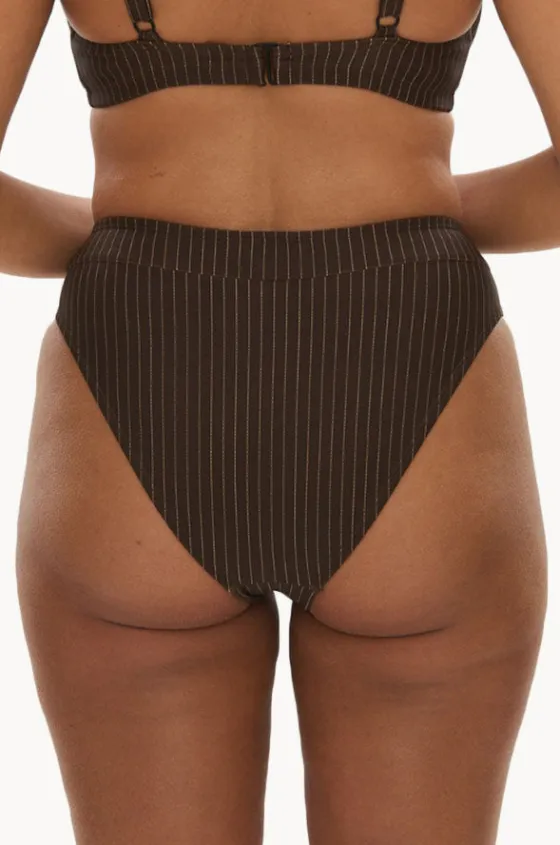 Bottoms^Raq Apparel Pinstripe High Leg Brief Chocolate