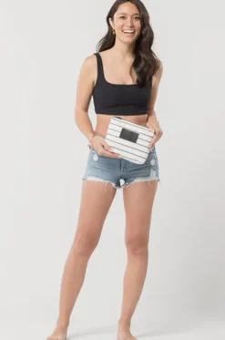 Travel|Bags^Aloha Pinstripe Small Pouch White/black