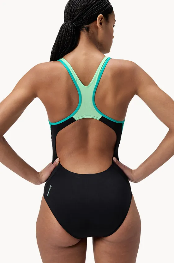 One Pieces^Speedo Placement Laneback One Piece Black/turquoise