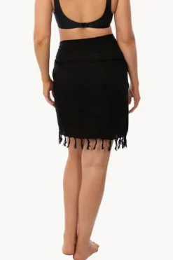Sarongs^Sundrenched Plain Short Tie Sarong BLACK