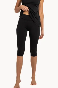 Bottoms^Poolproof Plain Capri Swim Pant BLACK
