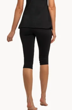 Bottoms^Poolproof Plain Capri Swim Pant BLACK