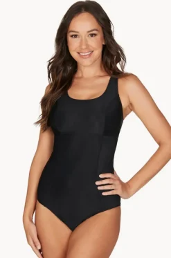One Pieces^Nip Tuck Plain Dawn One Piece BLACK