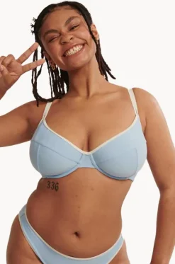 Bikini Tops^Raq Apparel Plain GG/H Cup Balconette Bra Powder blue