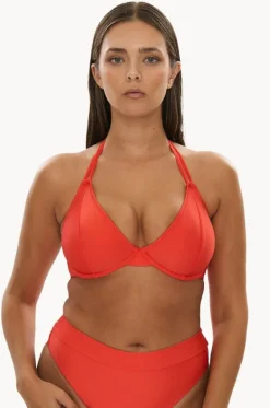 Bikini Tops^Raq Apparel Plain GG/H Cup Underwire Halter Tangerine