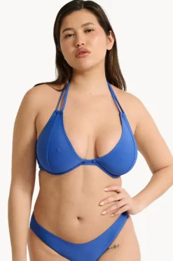Bikini Tops^Raq Apparel Plain GG/H Cup Underwire Halter Cobalt